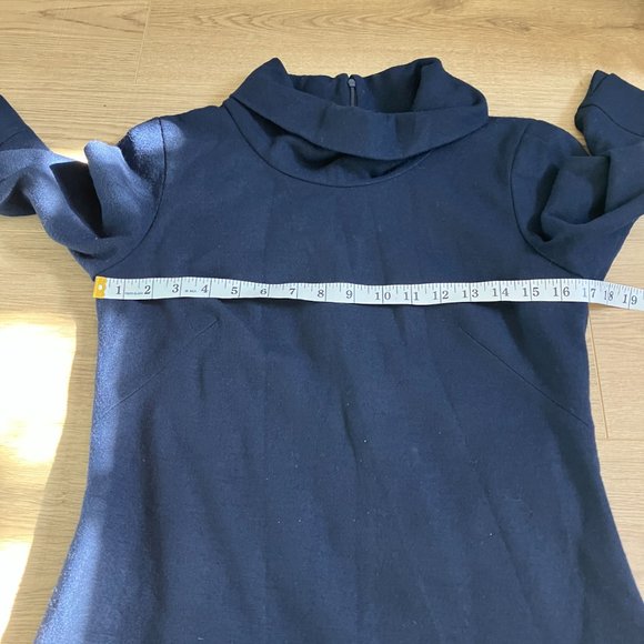 Laurel 100% wool a -line dual texture navy dress size 6 - Picture 8 of 12